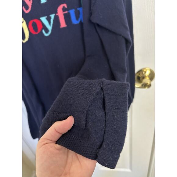 Talbots Lambswool Blend Navy Joyful Christmas Sweater Size 1X Holiday Party - Picture 5 of 7